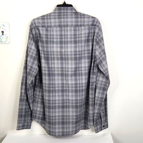 Theory Mens Long Sleeve Plaid Print Button Down Shirt Size Large - Picture 6 of 8